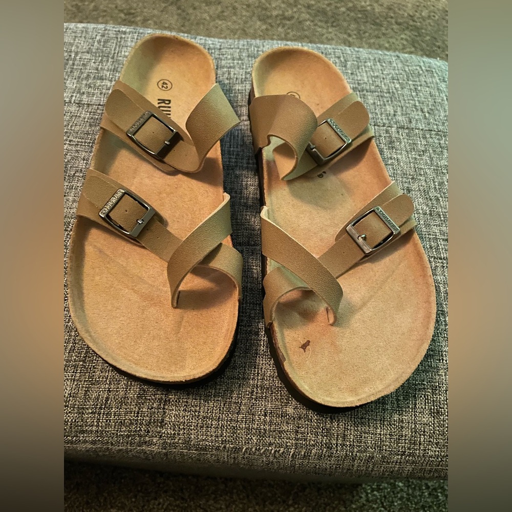 Women's Brown Double Strap Sandals